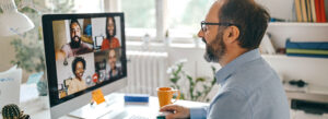 Man on a video call at his house