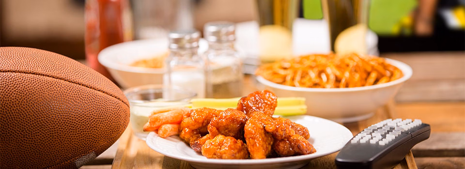 Gameday snack table with a football