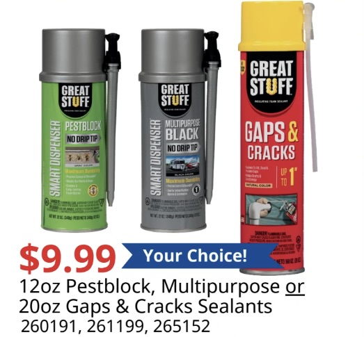 12oz Pestblock Multipurpose or 20oz Graps & Cracks Sealantes